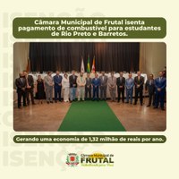 Câmara de Frutal custeará combustível de universitários frutalenses que estudam em Barretos e Rio Preto