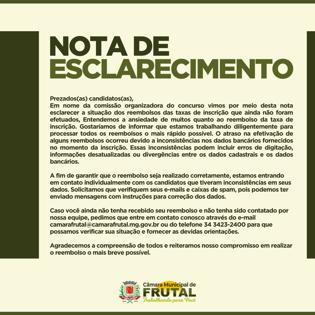 Nota de esclarecimento - Concurso Público